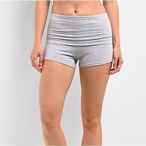 Gray Fold Over Yoga Shorts